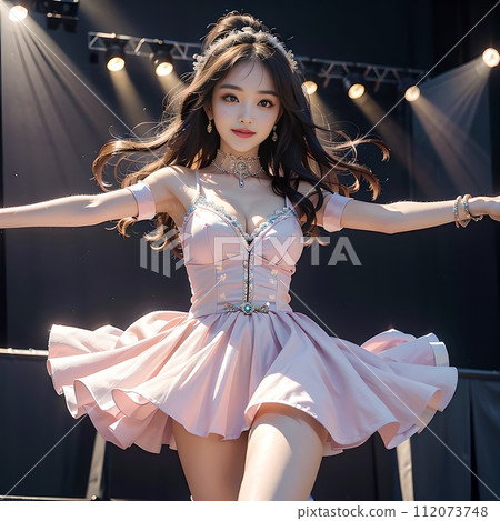 偶像歌手在舞台上張開雙臂吸引觀眾 112073748