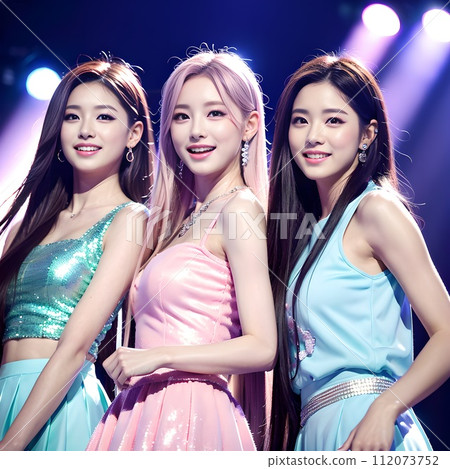 三人舞聲隊斜對角並排站立。 三人舞聲隊斜對角並排站立。 112073752