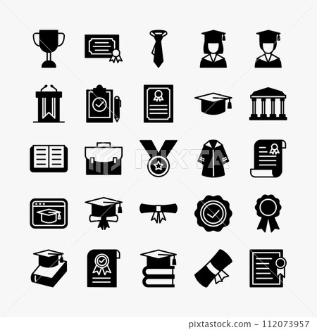 graduation icons collection. school, student, learning, diploma, icons set. vector illustration graduation icons collection. school, student, learning, diploma, icons set. vector illustration 112073957