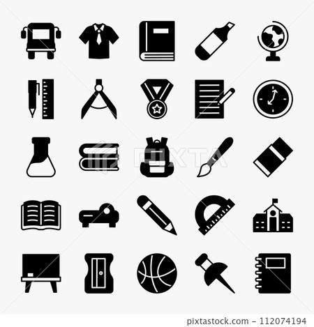 back to school icons collection. education, study, university, diploma, learning icons set. vector illustration  112074194