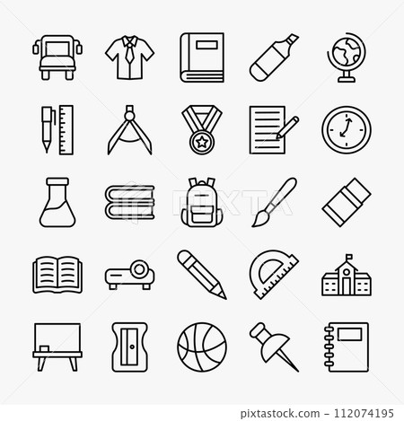 back to school icons collection. education, study, university, diploma, learning icons set. vector illustration  112074195