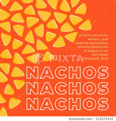 Tasty and crunchy snack, nachos promotional banner 112074281