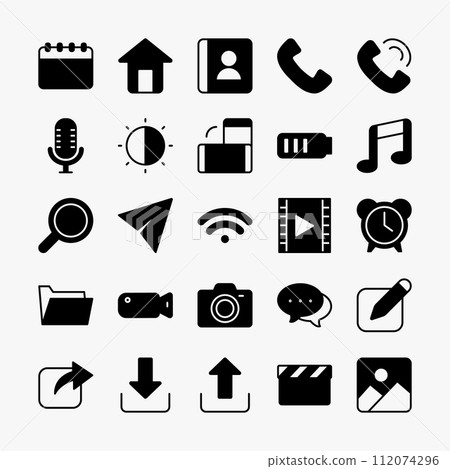 Mobile app icons set. User interface, application, web, icons collection. vector illustration. 112074296