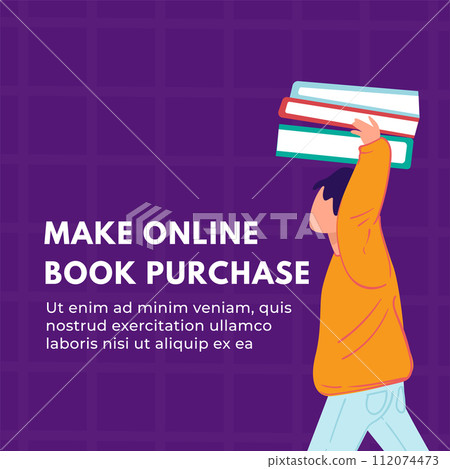 Make online book purchase, promo banner vector Make online book purchase, promo banner vector 112074473