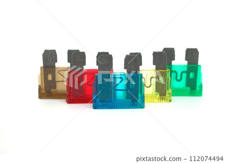 Blown fuses with open circuit on white Blown fuses with open circuit on white 112074494