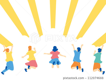 Jumping people and concentrated lines Jumping people and concentrated lines 112074688