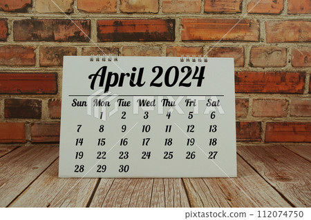 April 2024 annual monthly desk calendar for planning and management 112074750