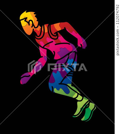 A Man Running Action Speed Movement Marathon Runner Cartoon Sport Graphic Vector 112074792