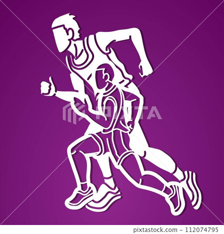 Men Running Mix Action Speed Movement Marathon Runner Cartoon Sport Graphic Vector Men Running Mix Action Speed Movement Marathon Runner Cartoon Sport Graphic Vector 112074795