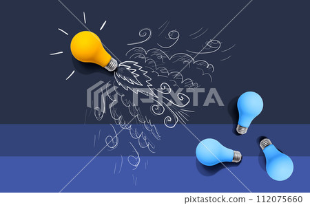 One unique Idea light bulb flying to the sky like a rocket 112075660