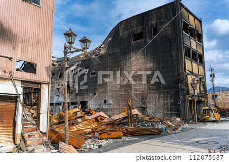 Noto Peninsula Earthquake Scenery of the disaster site on Wajima Asaichi Street Noto Peninsula Earthquake Scenery of the disaster site on Wajima Asaichi Street 112075687