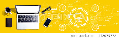 Robotic Process Automation theme with a laptop computer 112075772
