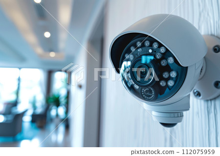 CCTV cameras inside the house bokeh style background with generative ai CCTV cameras inside the house bokeh style background with generative ai 112075959