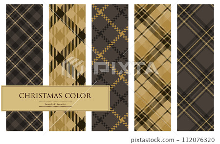 Black x gold Christmas check pattern set 2 Black x gold Christmas check pattern set 2 112076320