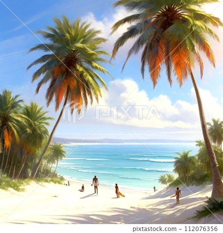 Palm trees beach 112076356
