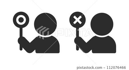 A set of icons of two people holding 〇 and × plates - Maru x design material A set of icons of two people holding 〇 and × plates - Maru x design material 112076466
