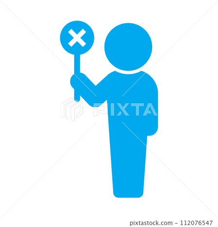 Icon of a person holding a plate with an × symbol - X, No, Opposite design material 112076547