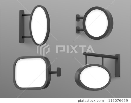 Mockup of signboard attached to wall 112076659