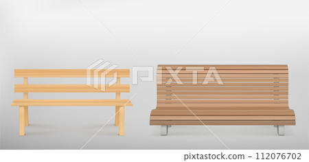 Wooden bench for park or backyard decoration. Wooden bench for park or backyard decoration. 112076702