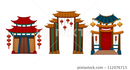 Traditional Chinese house or temple door Traditional Chinese house or temple door 112076713