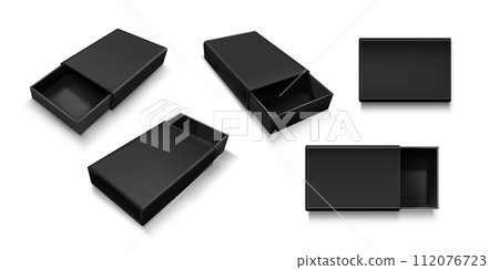 Open slide box mockup. Realistic vector 112076723