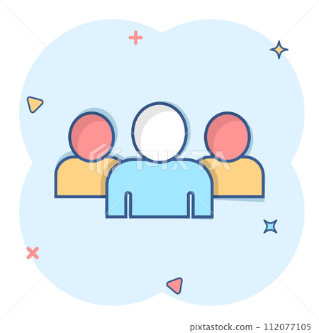 People communication icon in comic style. People cartoon vector illustration on white background. Partnership splash effect business concept. People communication icon in comic style. People cartoon vector illustration on white background. Partnership splash effect business concept. 112077105
