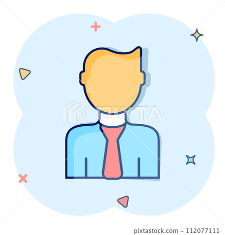 People communication icon in comic style. People cartoon vector illustration on white background. Partnership splash effect business concept. 112077111