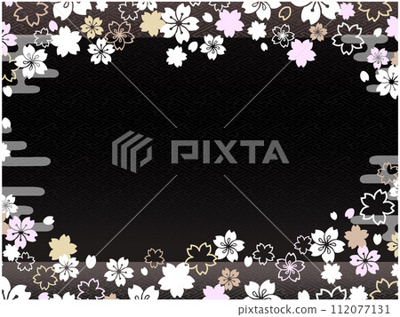 Japanese style cherry blossom wallpaper ① Black horizontal 112077131