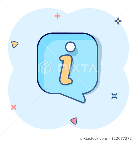 Information icon in comic style. FAQ help cartoon vector illustration on white isolated background. Helpdesk splash effect business concept. Information icon in comic style. FAQ help cartoon vector illustration on white isolated background. Helpdesk splash effect business concept. 112077272