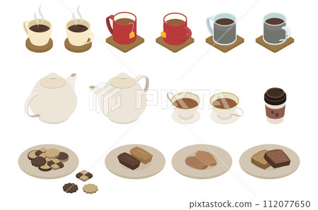Isometric illustration: tea time set Isometric illustration: tea time set 112077650
