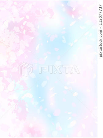 Vague cherry blossoms and blue sky 112077737