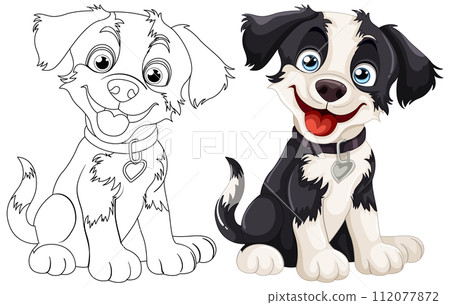 Playful Puppies: Before and After Illustration 112077872