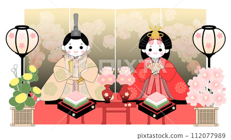 可愛的女兒節雛娃娃 112077989