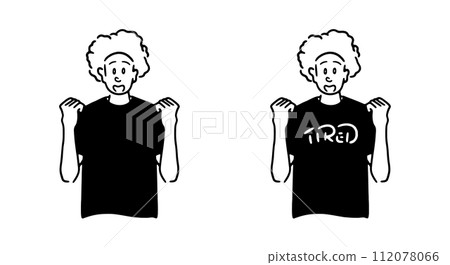 Line drawing illustration of a man doing a fist pump 112078066