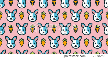 Pop rabbit and carrot seamless pattern Pop rabbit and carrot seamless pattern 112078253