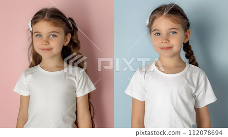 Girl's White Short Sleeve Round Neck T-Shirt Mockup It is a useful tool for clothing designers to help visualize T-shirts before actual production Save time and money and makes it easier to decide. Girl's White Short Sleeve Round Neck T-Shirt Mockup It is a useful tool for clothing designers to help visualize T-shirts before actual production Save time and money and makes it easier to decide. 112078694