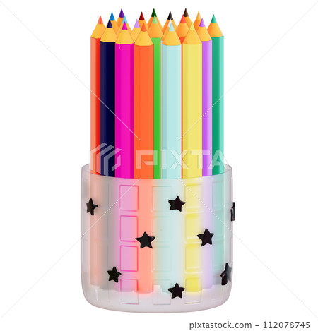 Art supplies for teacher's day Clipart, Colorful Pencils Set , back to school on transparent background, 3D Rendering Art supplies for teacher's day Clipart, Colorful Pencils Set , back to school on transparent background, 3D Rendering 112078745