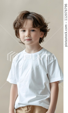 Boy's White Short Sleeve Round Neck T-Shirt Mockup It is a useful tool for clothing designers to help visualize T-shirts before actual production Save time and money and makes it easier to decide. Boy's White Short Sleeve Round Neck T-Shirt Mockup It is a useful tool for clothing designers to help visualize T-shirts before actual production Save time and money and makes it easier to decide. 112078796