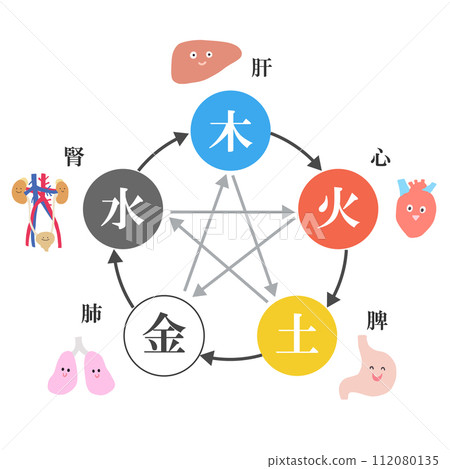 命運四柱、陰陽、五行、五臟圖 命運四柱、陰陽、五行、五臟圖 112080135