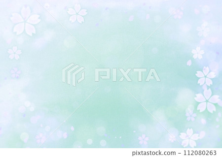 cherry blossom green background frame 112080263