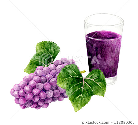 飲料葡萄汁葡萄果手繪水彩插畫素材 112080303