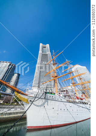 "Kanagawa Prefecture" Sailing ship Nippon Maru and Yokohama Landmark Tower in Minato Mirai "Kanagawa Prefecture" Sailing ship Nippon Maru and Yokohama Landmark Tower in Minato Mirai 112080372