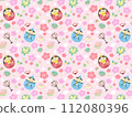 Cute Hinamatsuri all-over pattern 112080396