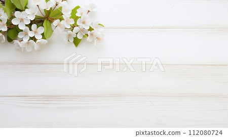White Flowers on a White Wooden Background White Flowers on a White Wooden Background 112080724
