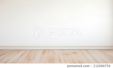 Empty Room With Wooden Floor and White Wall Empty Room With Wooden Floor and White Wall 112080750