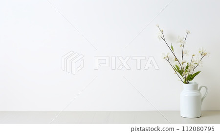 White Vase With Flowers in Copy Space White Vase With Flowers in Copy Space 112080795