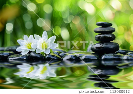 White Flower on Top of Rock Pile 112080912
