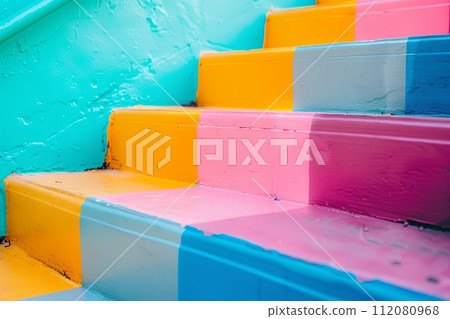 Close Up of Colorful Stairs 112080968