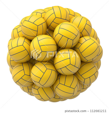 Water polo balls isolated on white background - 3D illustration  112081211