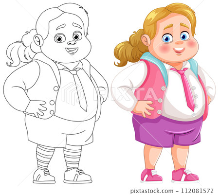 Cheerful Schoolgirl Vector Illustration Cheerful Schoolgirl Vector Illustration 112081572
